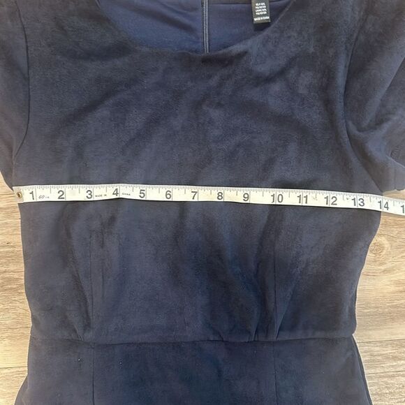 Aqua Navy Blue Tulip Sz S Suede Dress Bloomingdale’s Winter Classic - Picture 5 of 7